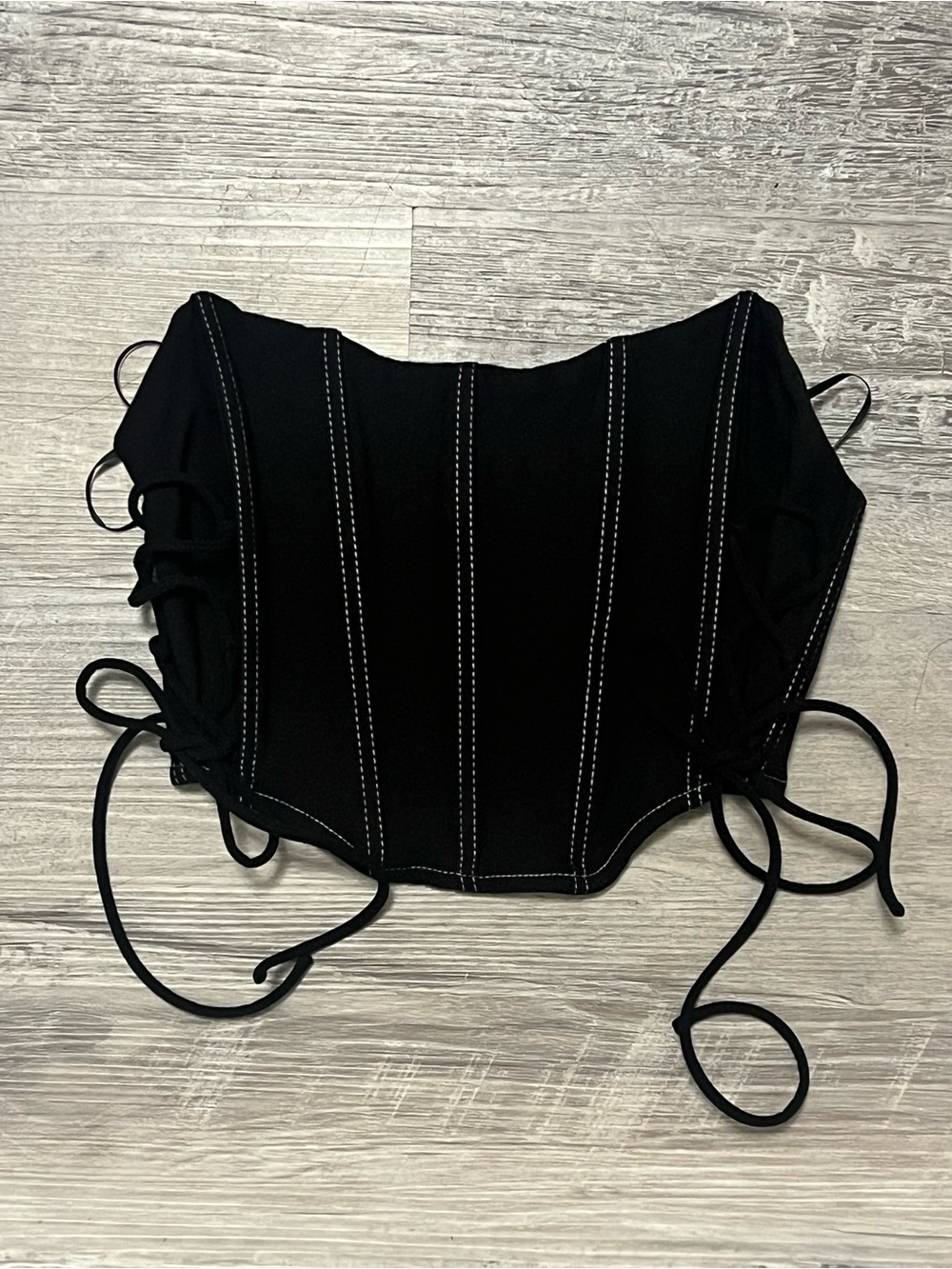 Garage Black Livia Lace-Up Corset Crop Top